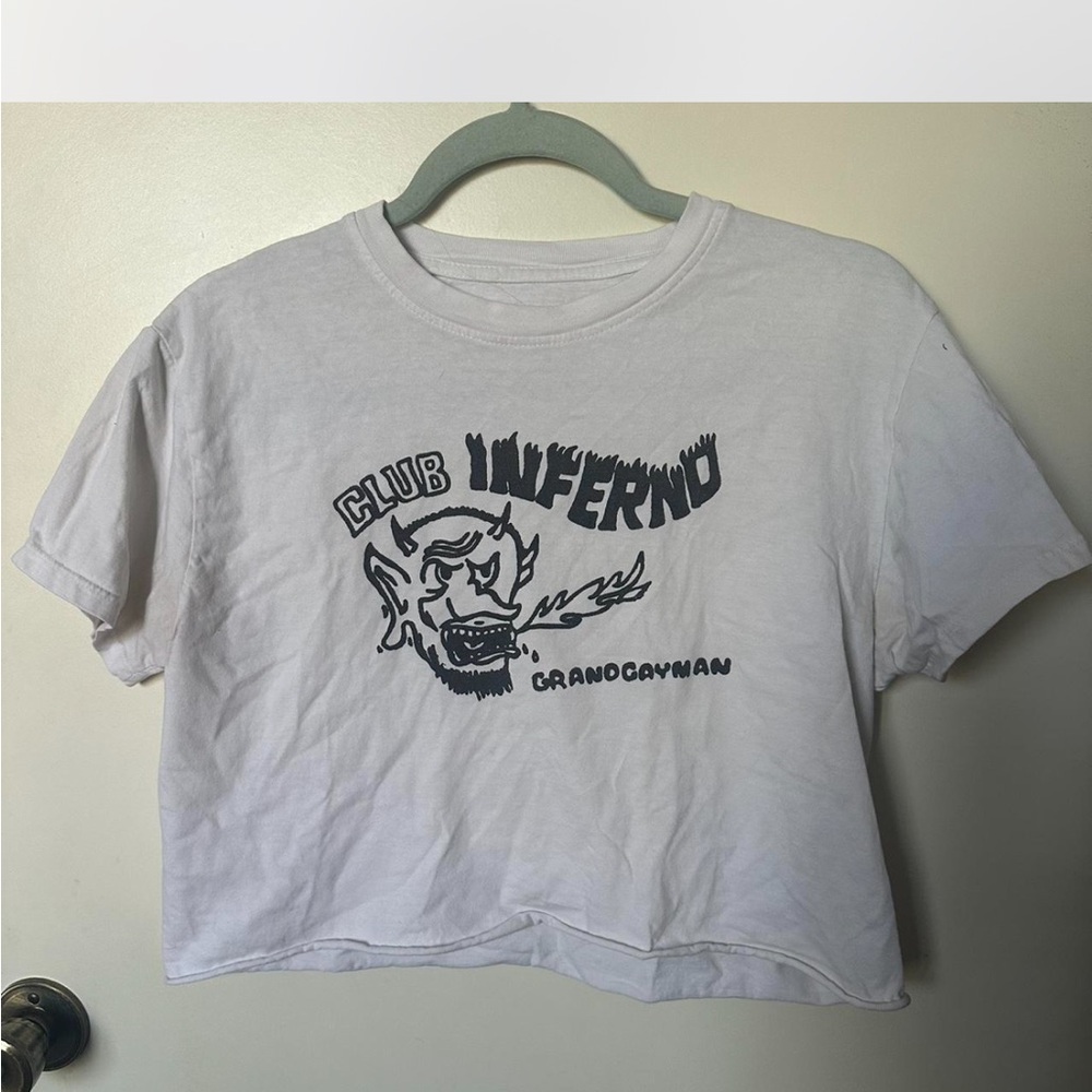 White Graphic Crop Top